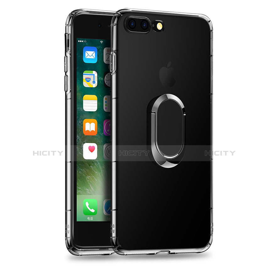 Coque Ultra Slim Silicone Souple Transparente avec Support Bague Anneau T01 pour Apple iPhone 7 Plus Clair Plus