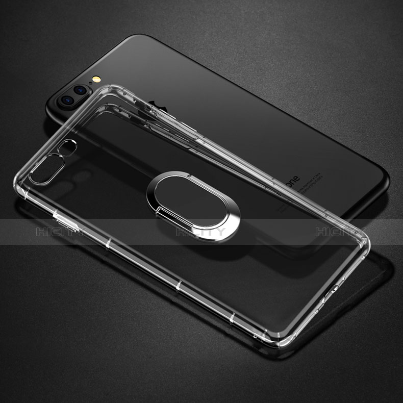 Coque Ultra Slim Silicone Souple Transparente avec Support Bague Anneau T01 pour Apple iPhone 7 Plus Clair Plus