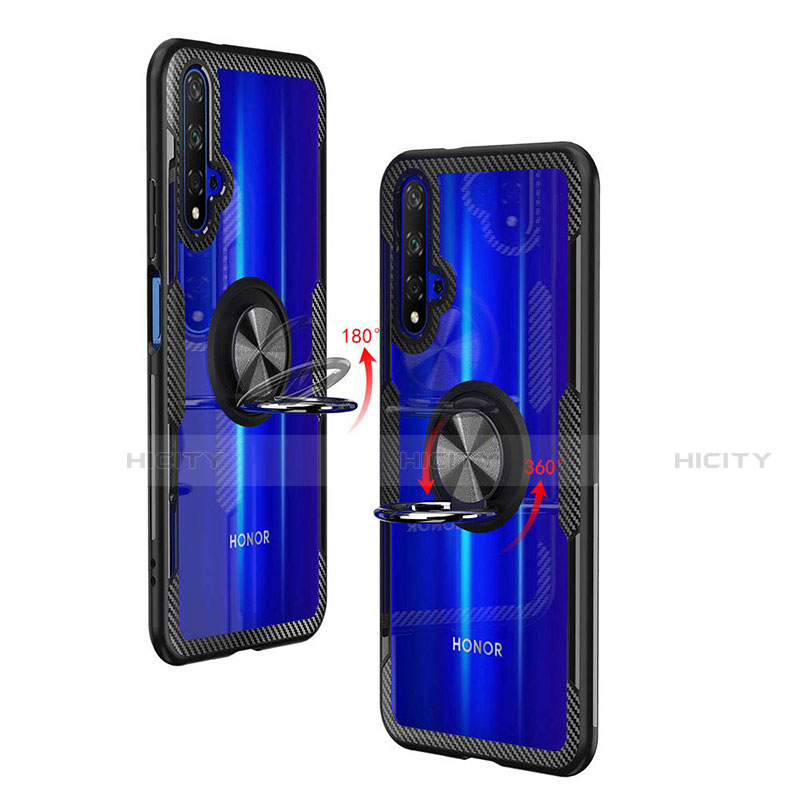 Coque Ultra Slim Silicone Souple Transparente avec Support Bague Anneau T01 pour Huawei Honor 20 Bleu Plus