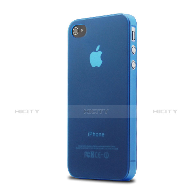 Coque Ultra Slim Silicone Souple Transparente Mat pour Apple iPhone 4 Bleu Plus