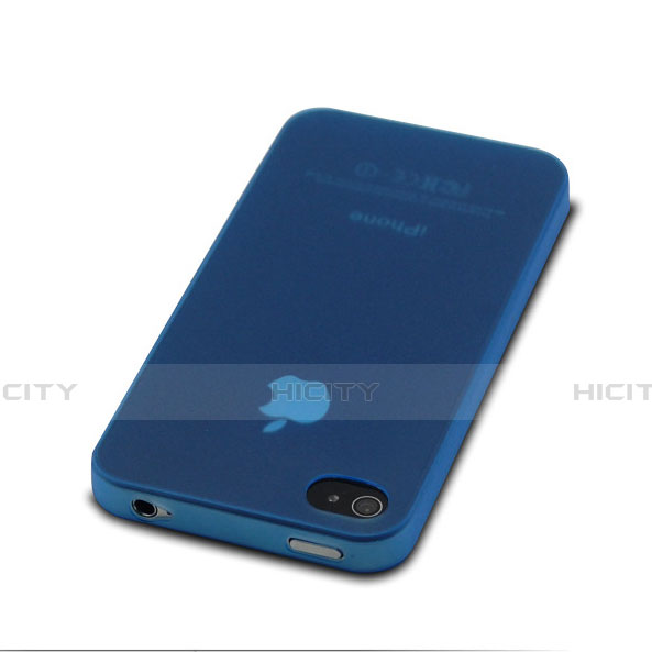 Coque Ultra Slim Silicone Souple Transparente Mat pour Apple iPhone 4 Bleu Plus