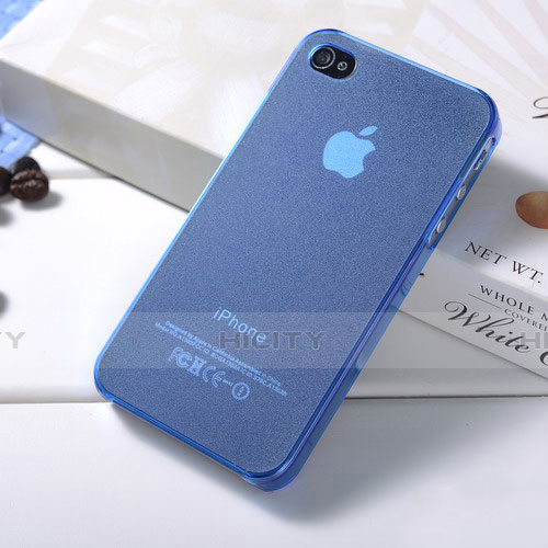 Coque Ultra Slim Silicone Souple Transparente Mat pour Apple iPhone 4 Bleu Plus