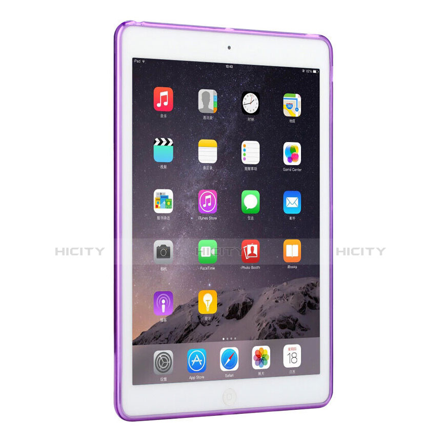 Coque Ultra Slim Silicone Souple Transparente pour Apple iPad Air Violet Plus