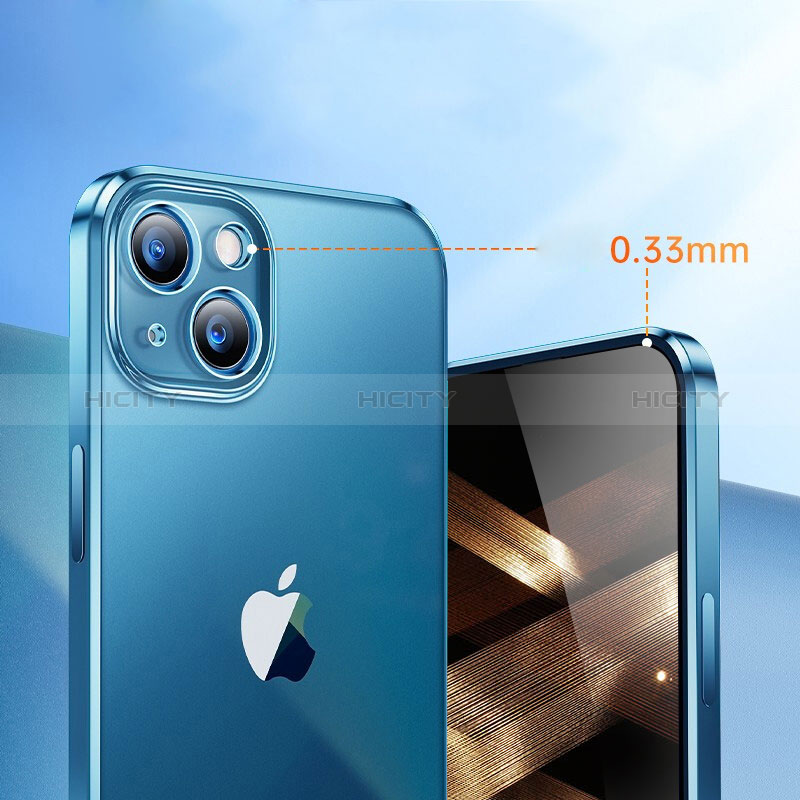 Coque Ultra Slim Silicone Souple Transparente pour Apple iPhone 15 Plus Bleu Plus