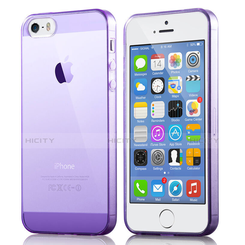 Coque Ultra Slim Silicone Souple Transparente pour Apple iPhone 5 Violet Plus