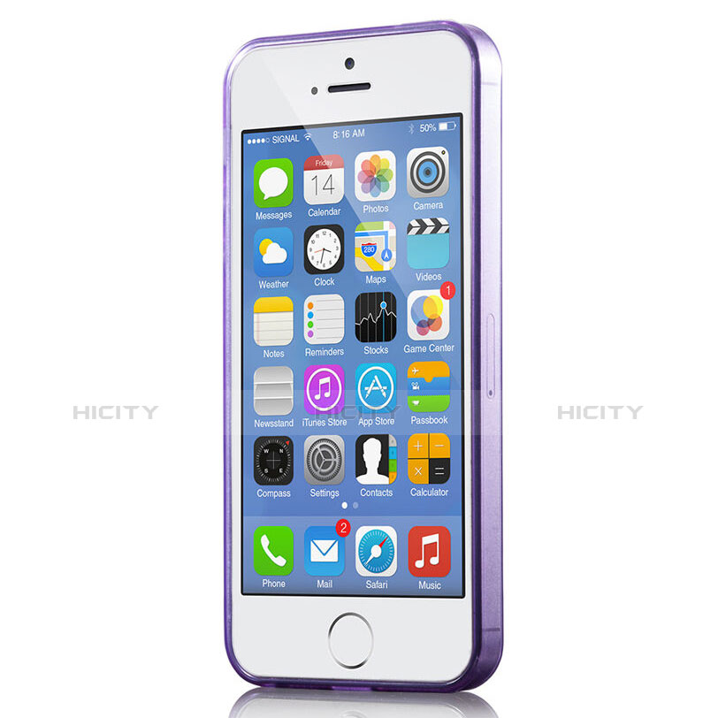 Coque Ultra Slim Silicone Souple Transparente pour Apple iPhone 5 Violet Plus