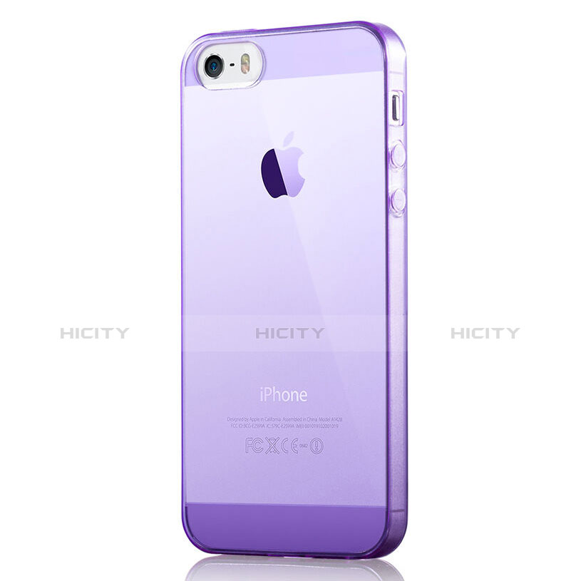 Coque Ultra Slim Silicone Souple Transparente pour Apple iPhone 5 Violet Plus
