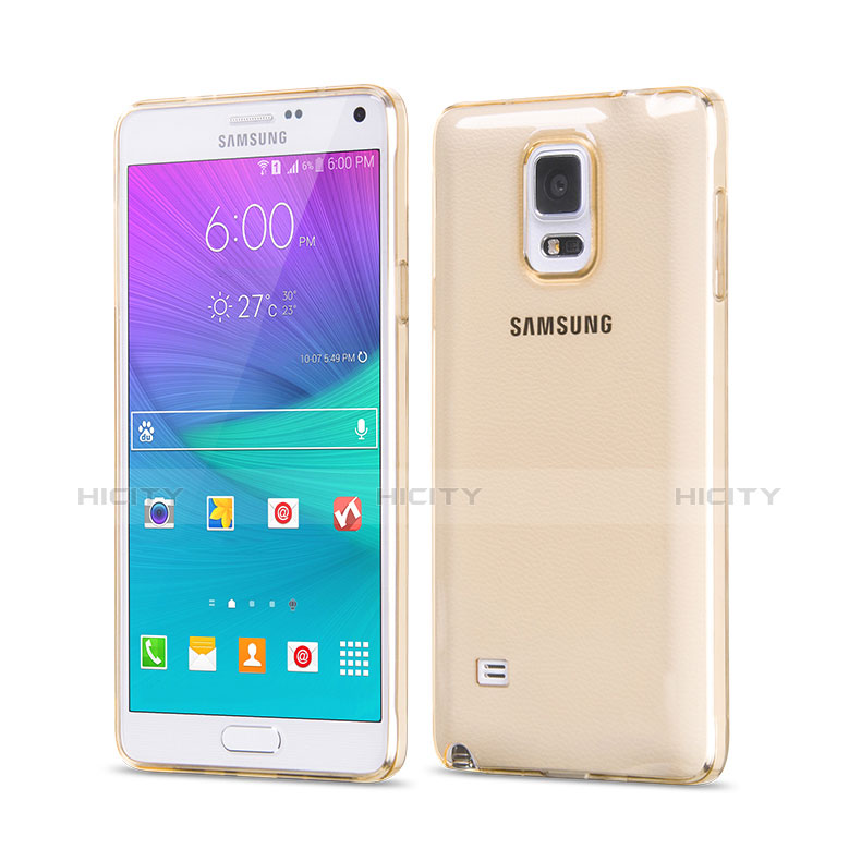 Coque Ultra Slim TPU Souple Transparente pour Samsung Galaxy Note 4 SM-N910F Or Plus