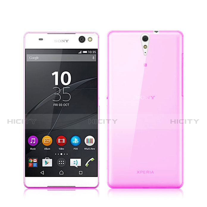 Coque Ultra Slim TPU Souple Transparente pour Sony Xperia C5 Ultra Rose Plus