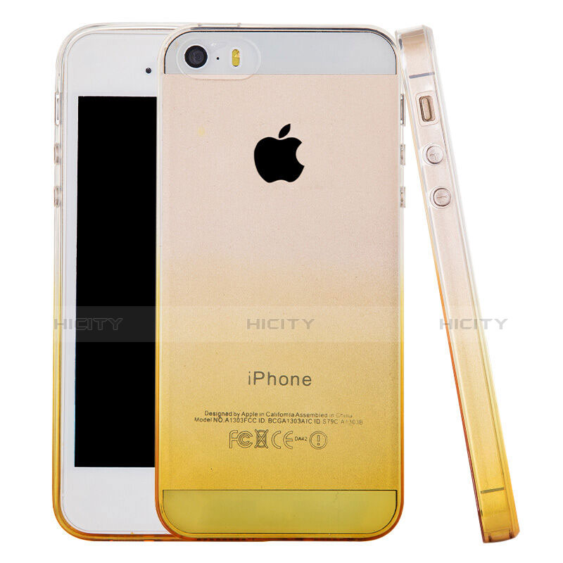 Coque Ultra Slim Transparente Souple Degrade pour Apple iPhone 5S Jaune Plus