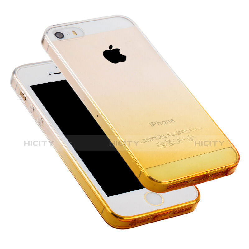 Coque Ultra Slim Transparente Souple Degrade pour Apple iPhone 5S Jaune Plus