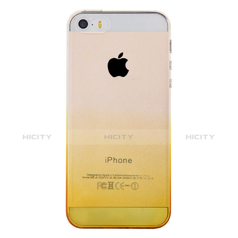 Coque Ultra Slim Transparente Souple Degrade pour Apple iPhone 5S Jaune Plus