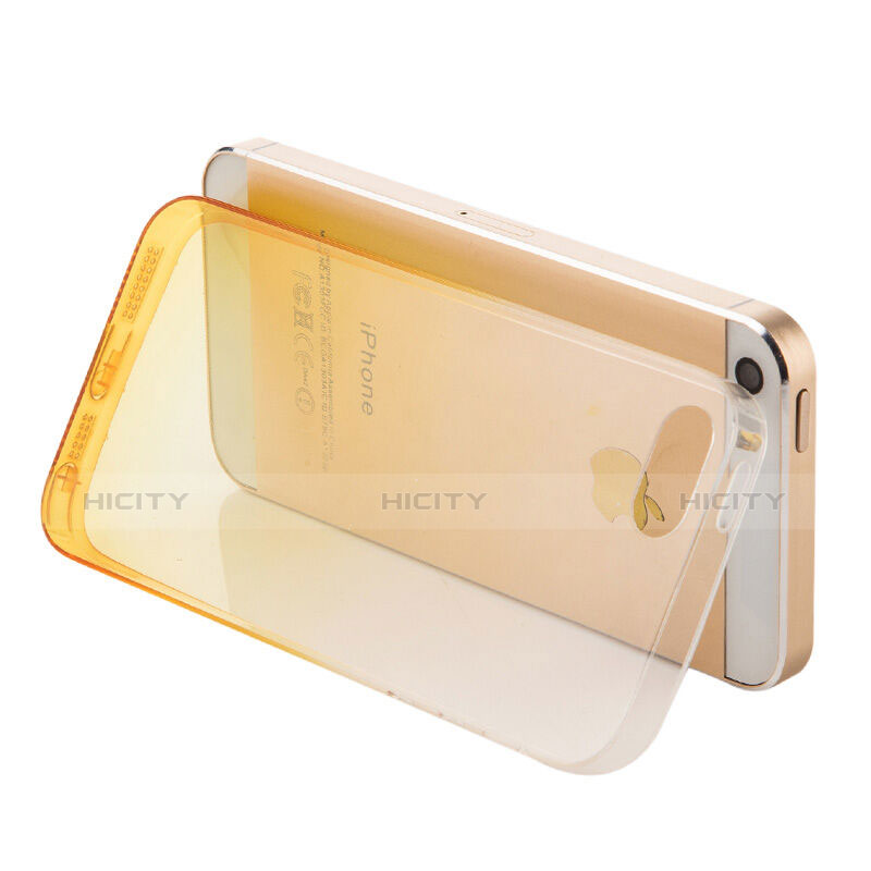 Coque Ultra Slim Transparente Souple Degrade pour Apple iPhone 5S Jaune Plus