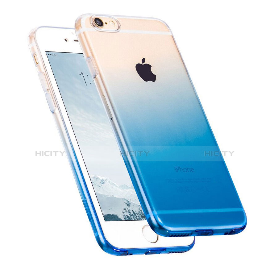 Coque Ultra Slim Transparente Souple Degrade pour Apple iPhone 6 Plus Bleu Plus