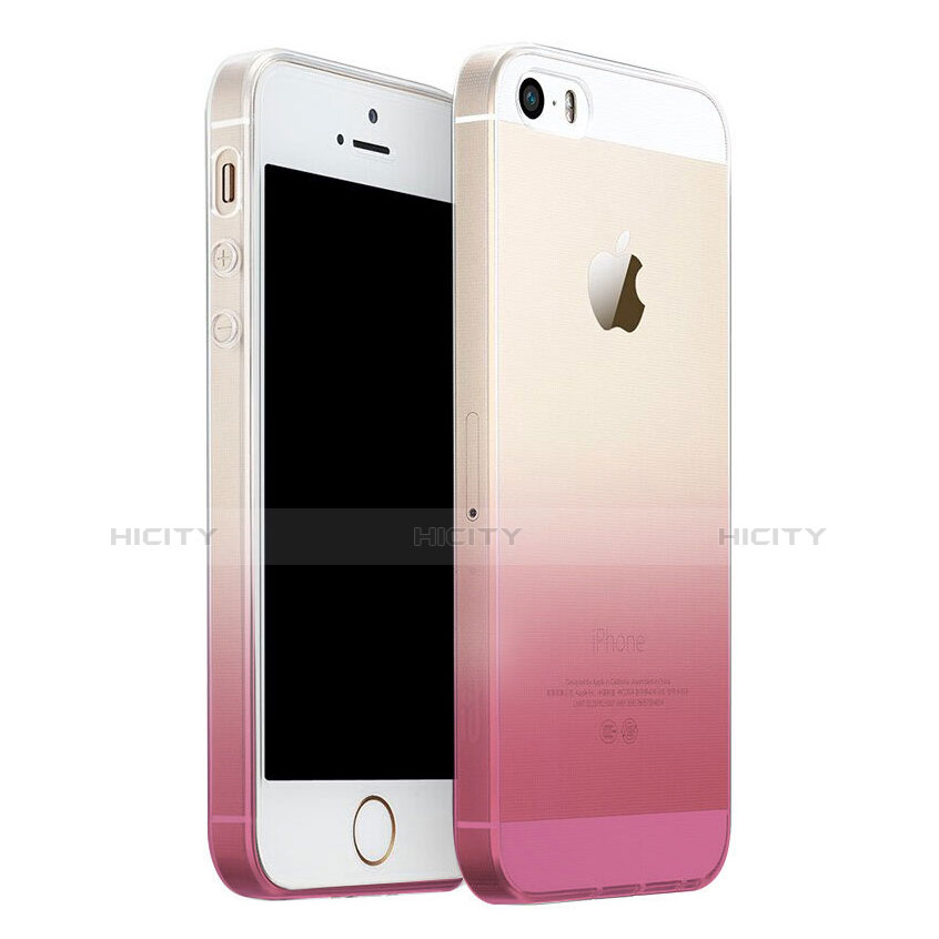 Coque Ultra Slim Transparente Souple Degrade pour Apple iPhone SE Rose Plus