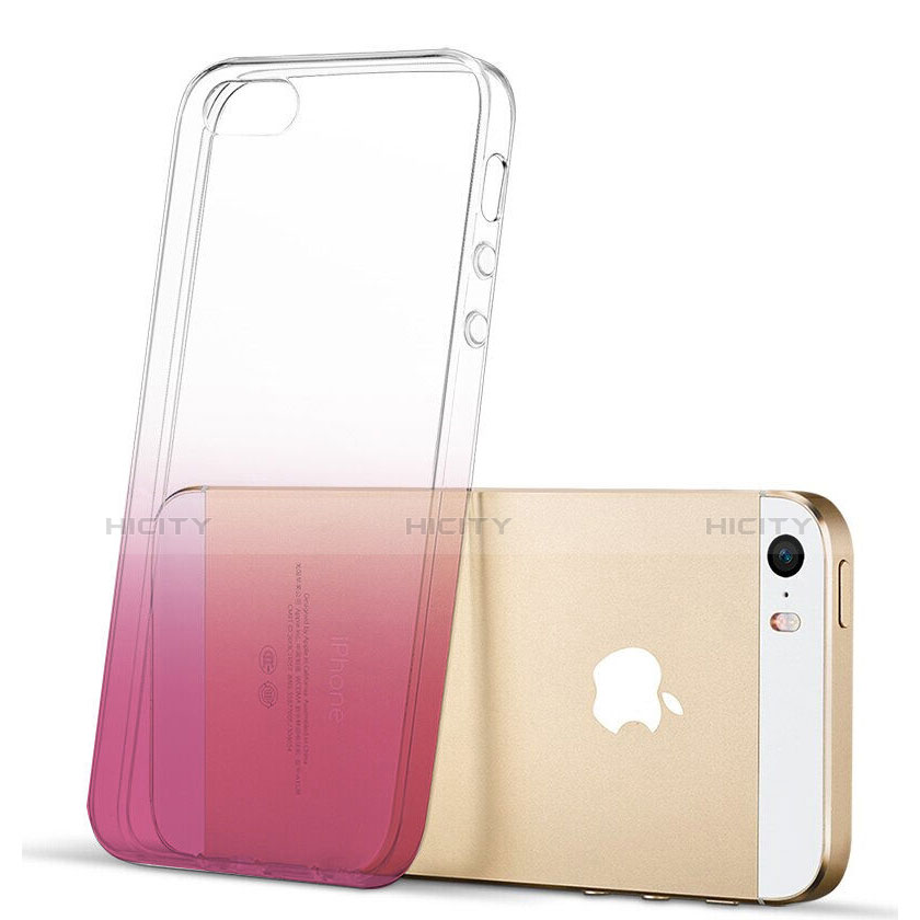 Coque Ultra Slim Transparente Souple Degrade pour Apple iPhone SE Rose Plus