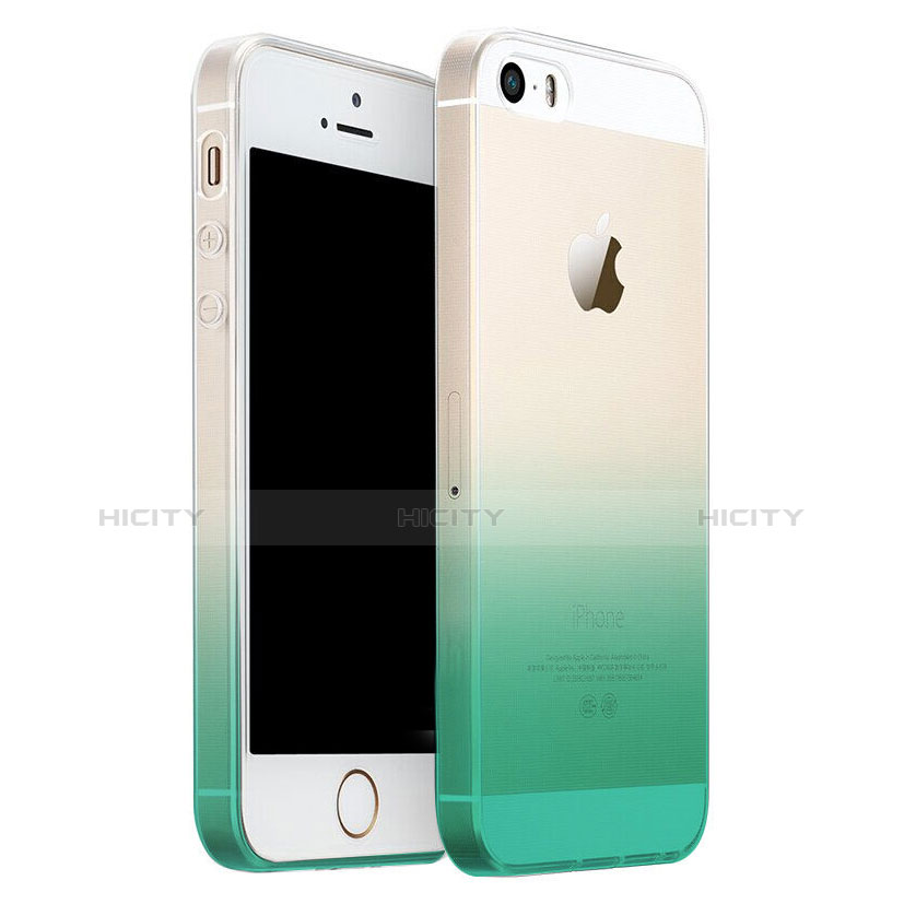 Coque Ultra Slim Transparente Souple Degrade pour Apple iPhone SE Vert Plus