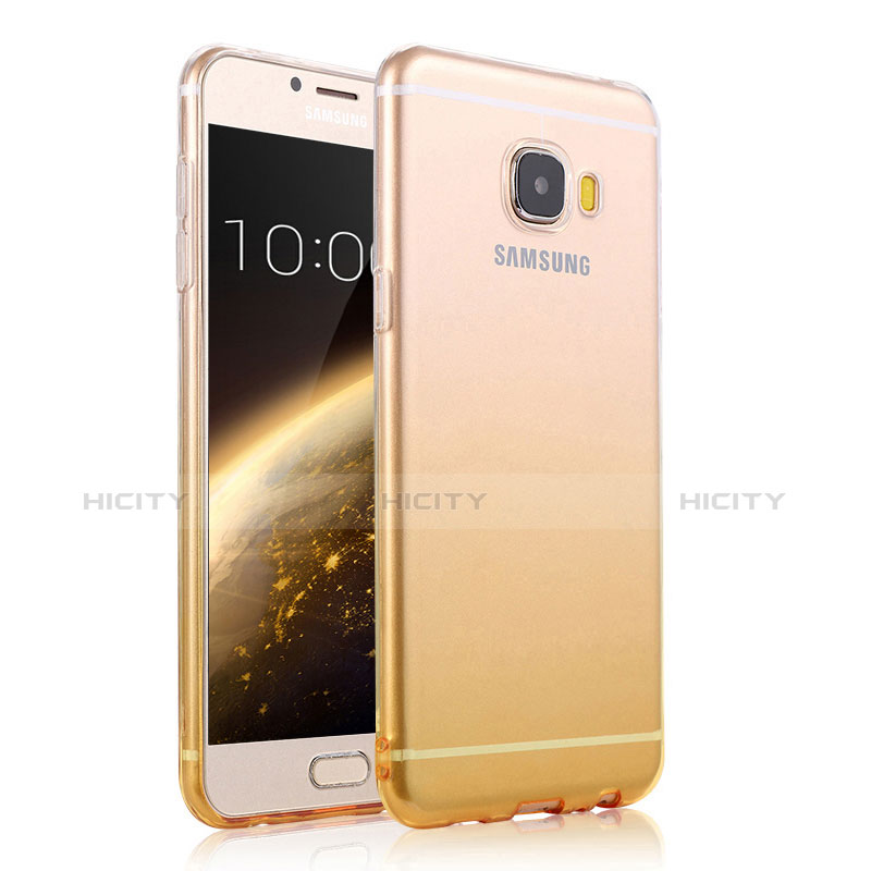 Coque Ultra Slim Transparente Souple Degrade pour Samsung Galaxy C7 SM-C7000 Jaune Plus