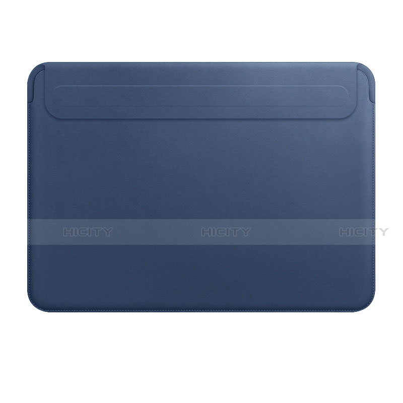 Double Pochette Housse Cuir L01 pour Apple MacBook 12 pouces Bleu Plus