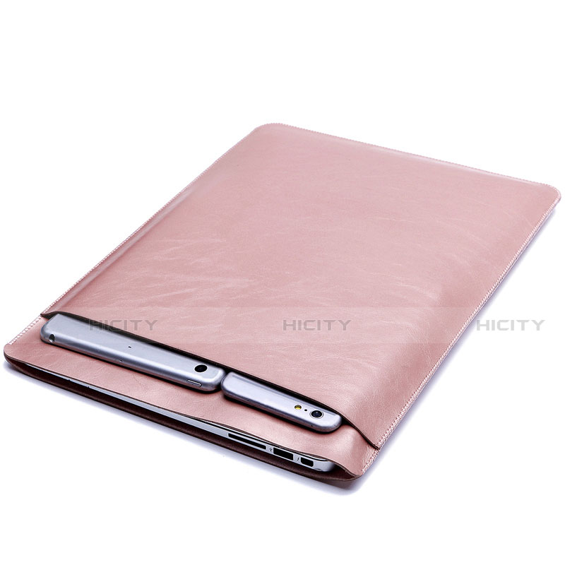 Double Pochette Housse Cuir L01 pour Huawei Matebook D14 (2020) Or Rose Plus