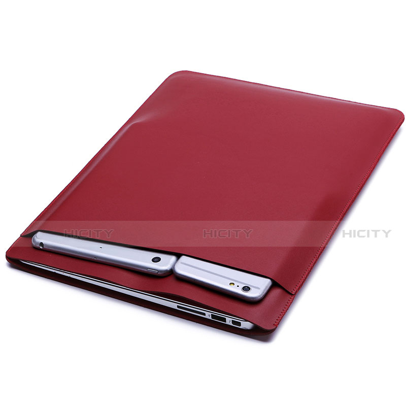 Double Pochette Housse Cuir L01 pour Huawei Matebook X Pro (2020) 13.9 Vin Rouge Plus