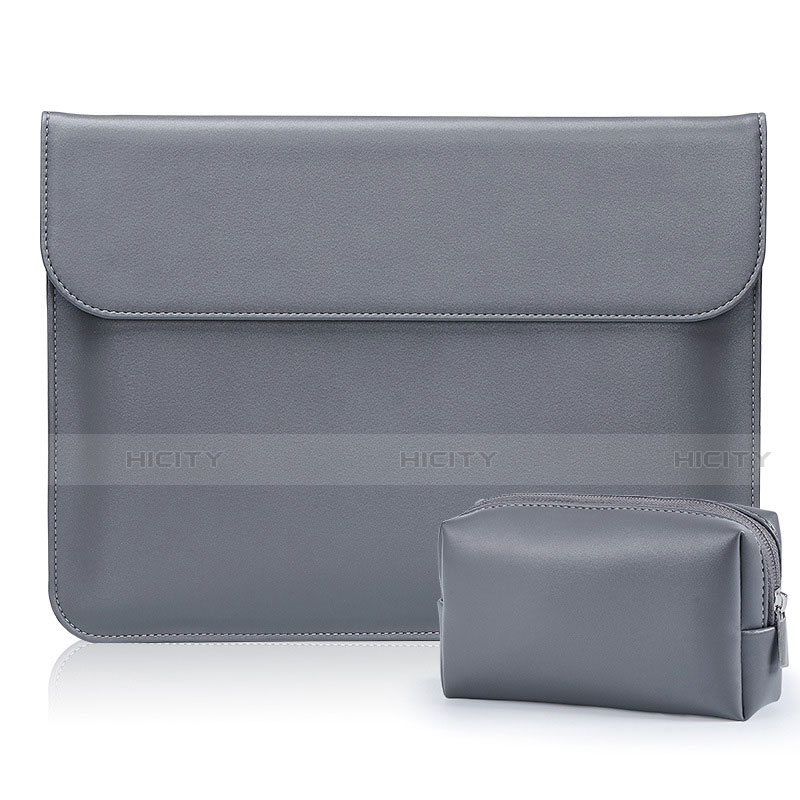 Double Pochette Housse Cuir L01 pour Samsung Galaxy Book Flex 15.6 NP950QCG Gris Plus