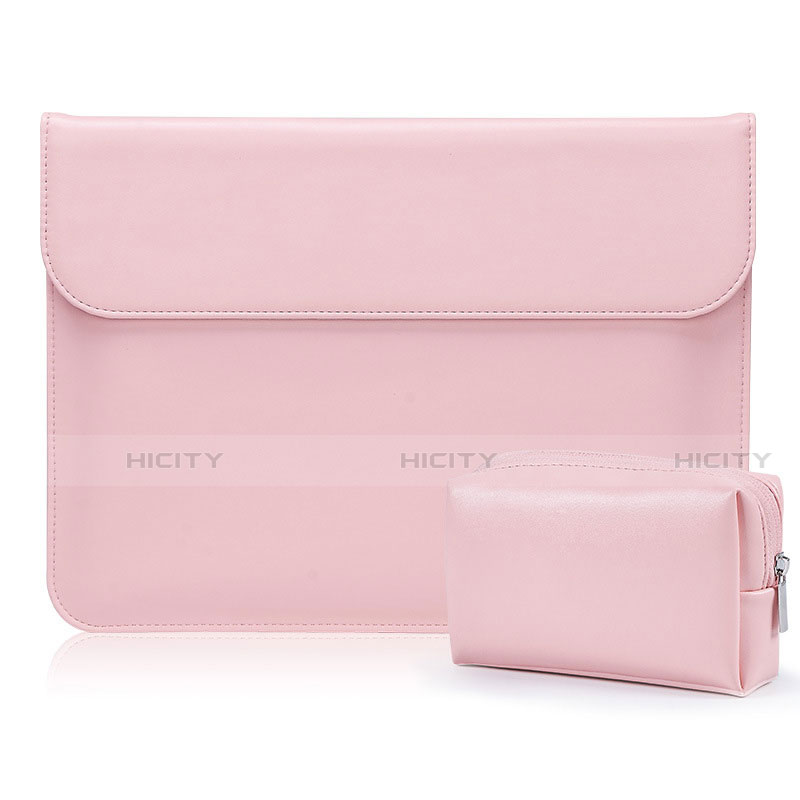 Double Pochette Housse Cuir L01 pour Samsung Galaxy Book S 13.3 SM-W767 Rose Plus