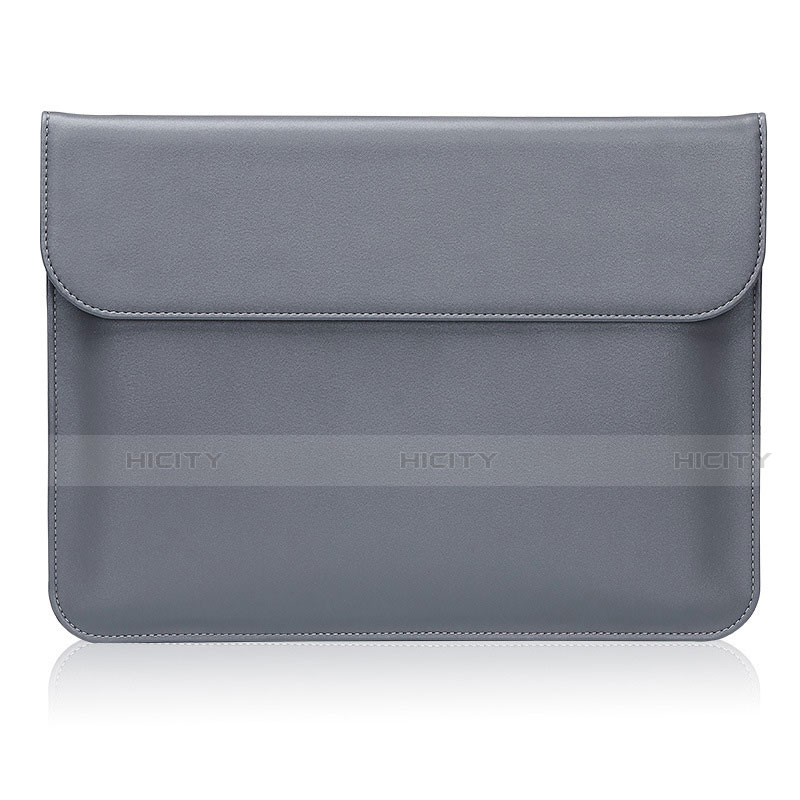 Double Pochette Housse Cuir L02 pour Huawei Honor MagicBook 15 Gris Plus