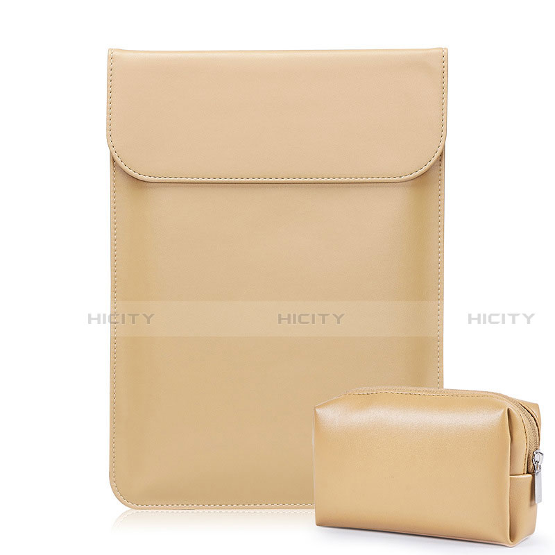 Double Pochette Housse Cuir L02 pour Samsung Galaxy Book Flex 13.3 NP930QCG Or Plus