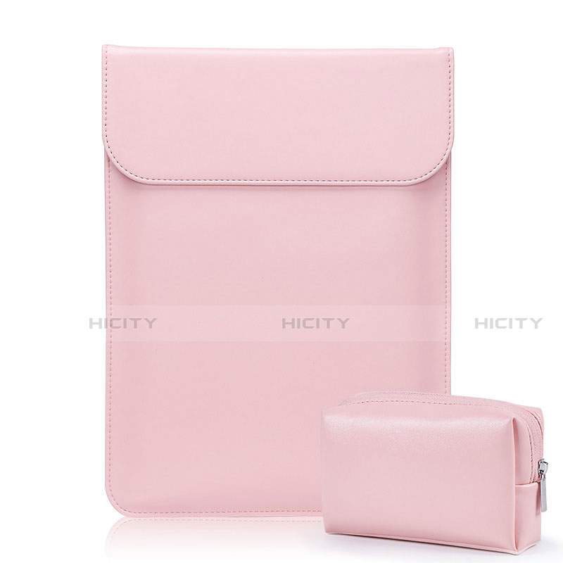 Double Pochette Housse Cuir L02 pour Samsung Galaxy Book Flex 13.3 NP930QCG Rose Plus