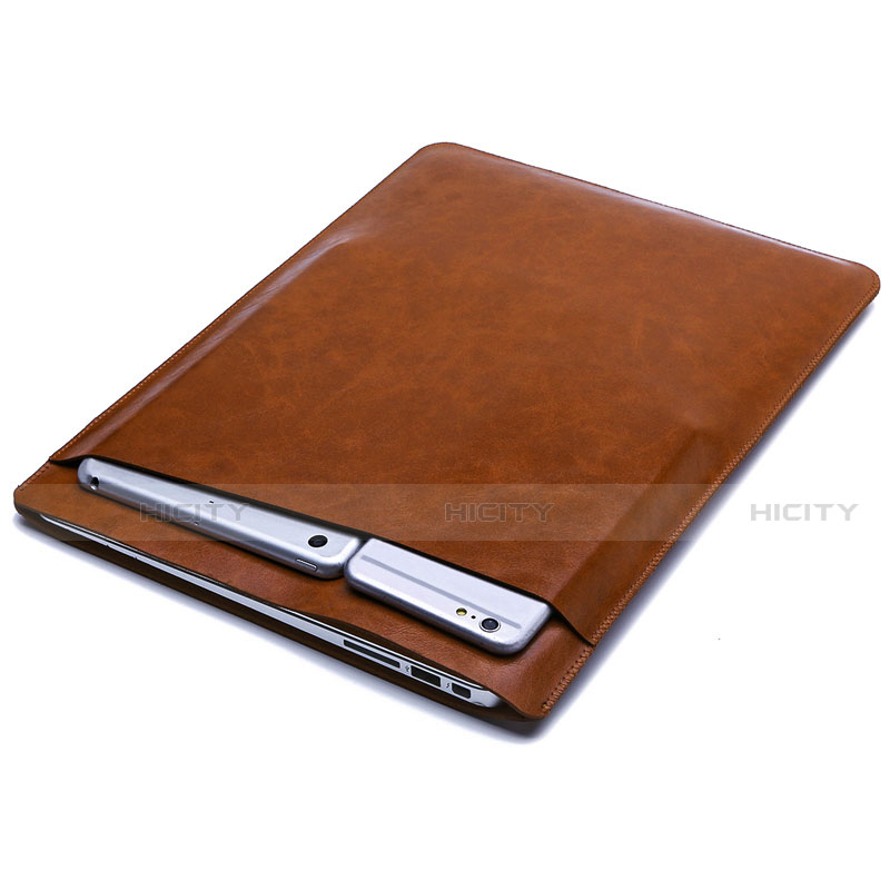 Double Pochette Housse Cuir L02 pour Samsung Galaxy Book S 13.3 SM-W767 Marron Plus