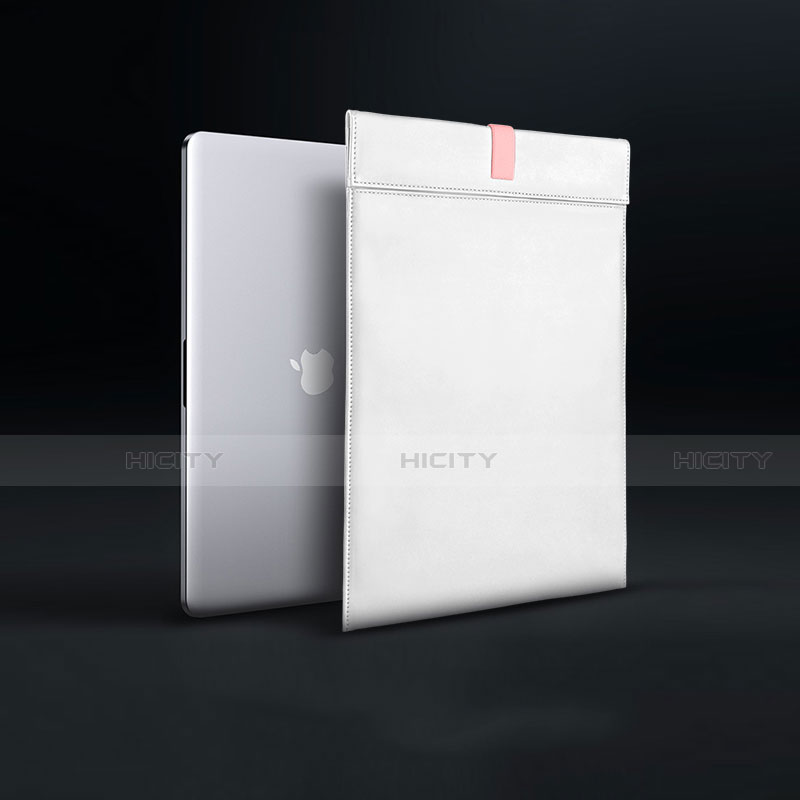 Double Pochette Housse Cuir L03 pour Apple MacBook Air 13.3 pouces (2018) Blanc Plus