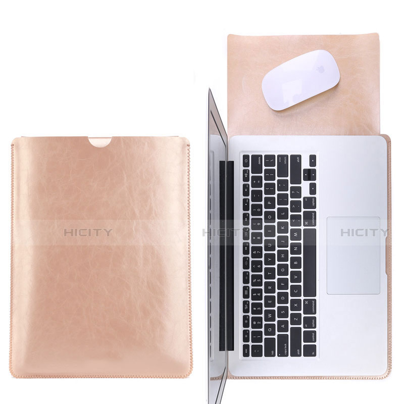 Double Pochette Housse Cuir L17 pour Apple MacBook Air 13.3 pouces (2018) Or Plus