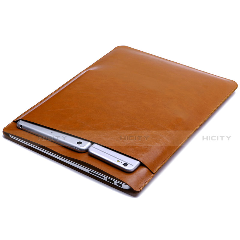 Double Pochette Housse Cuir L20 pour Apple MacBook Air 11 pouces Orange Plus