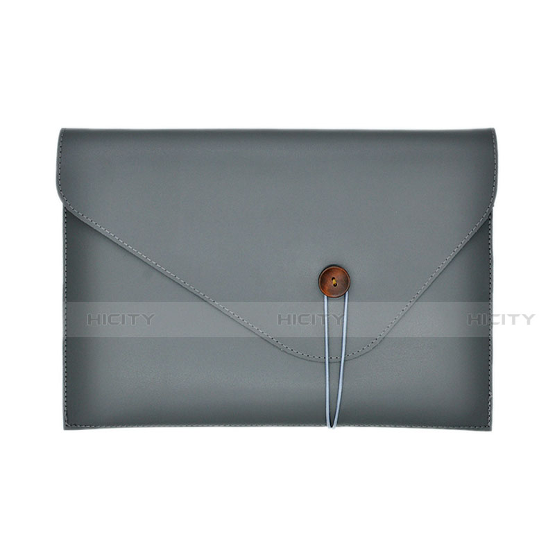 Double Pochette Housse Cuir L22 pour Apple MacBook Air 13.3 pouces (2018) Gris Plus