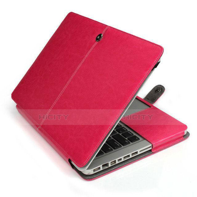 Double Pochette Housse Cuir L24 pour Apple MacBook 12 pouces Rose Rouge Plus