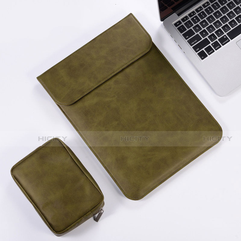 Double Pochette Housse Cuir pour Apple MacBook 12 pouces Vert Plus