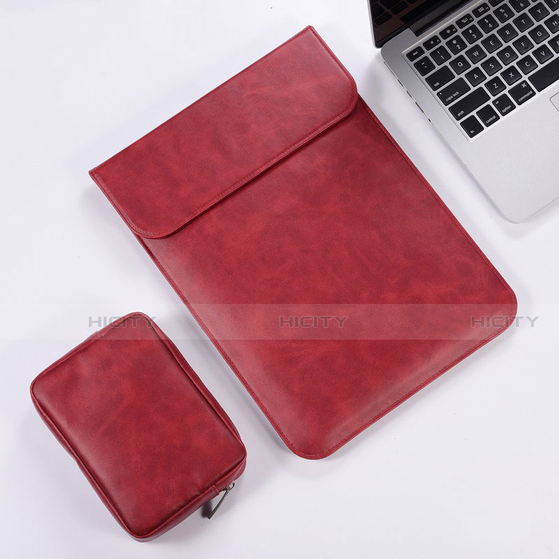 Double Pochette Housse Cuir pour Apple MacBook Pro 15 pouces Rouge Plus