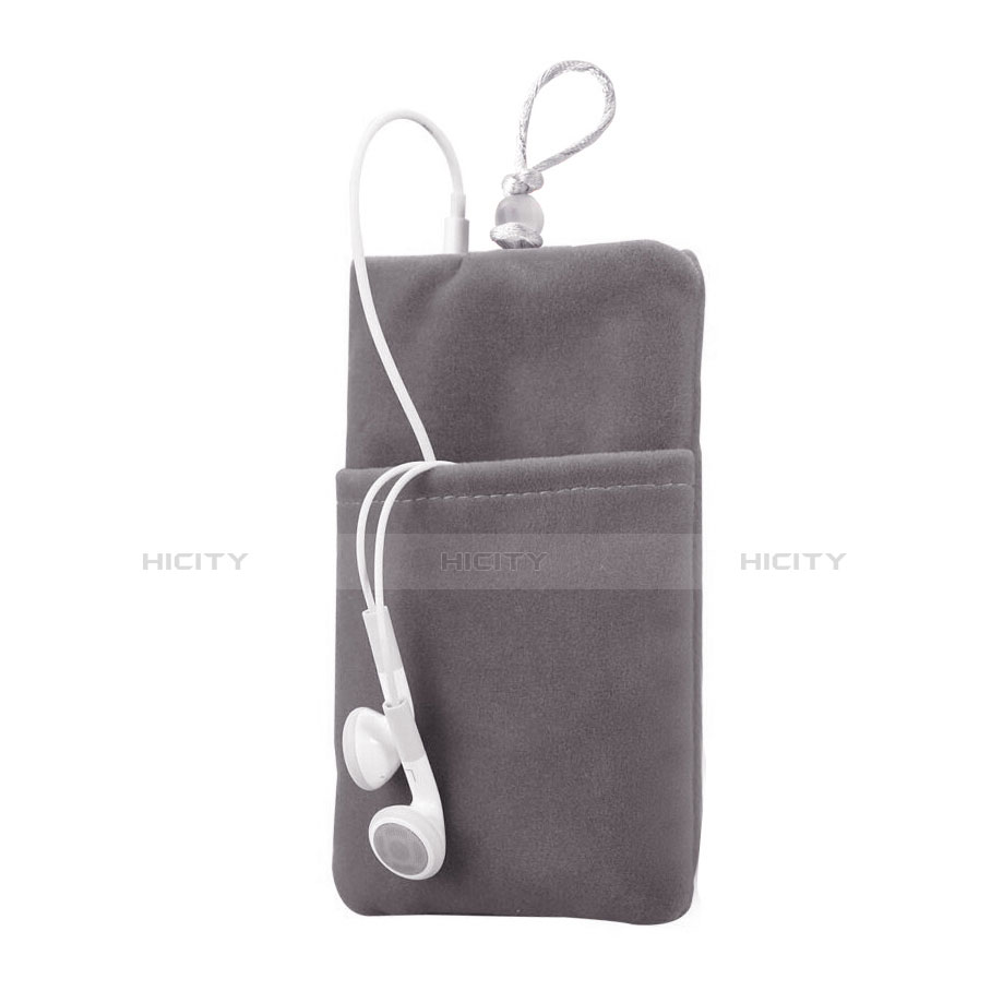 Double Pochette Housse Velour Universel Gris Plus