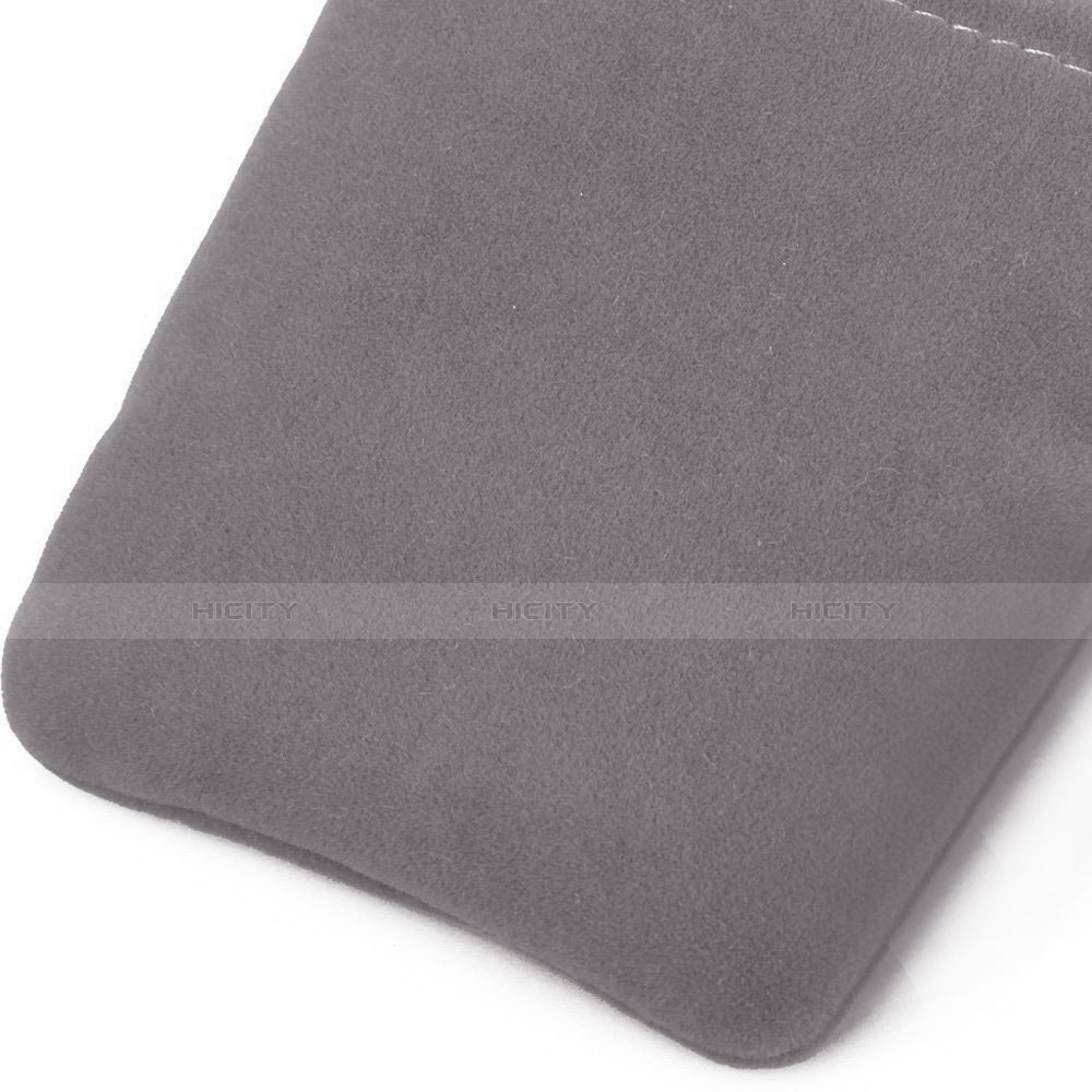 Double Pochette Housse Velour Universel Gris Plus