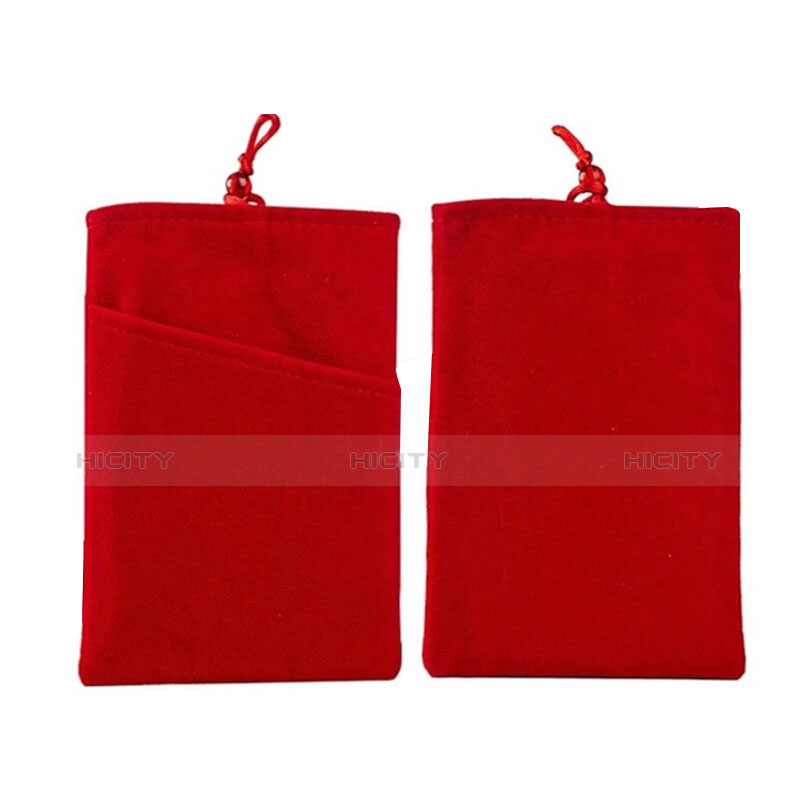 Double Pochette Housse Velour Universel Rouge Plus