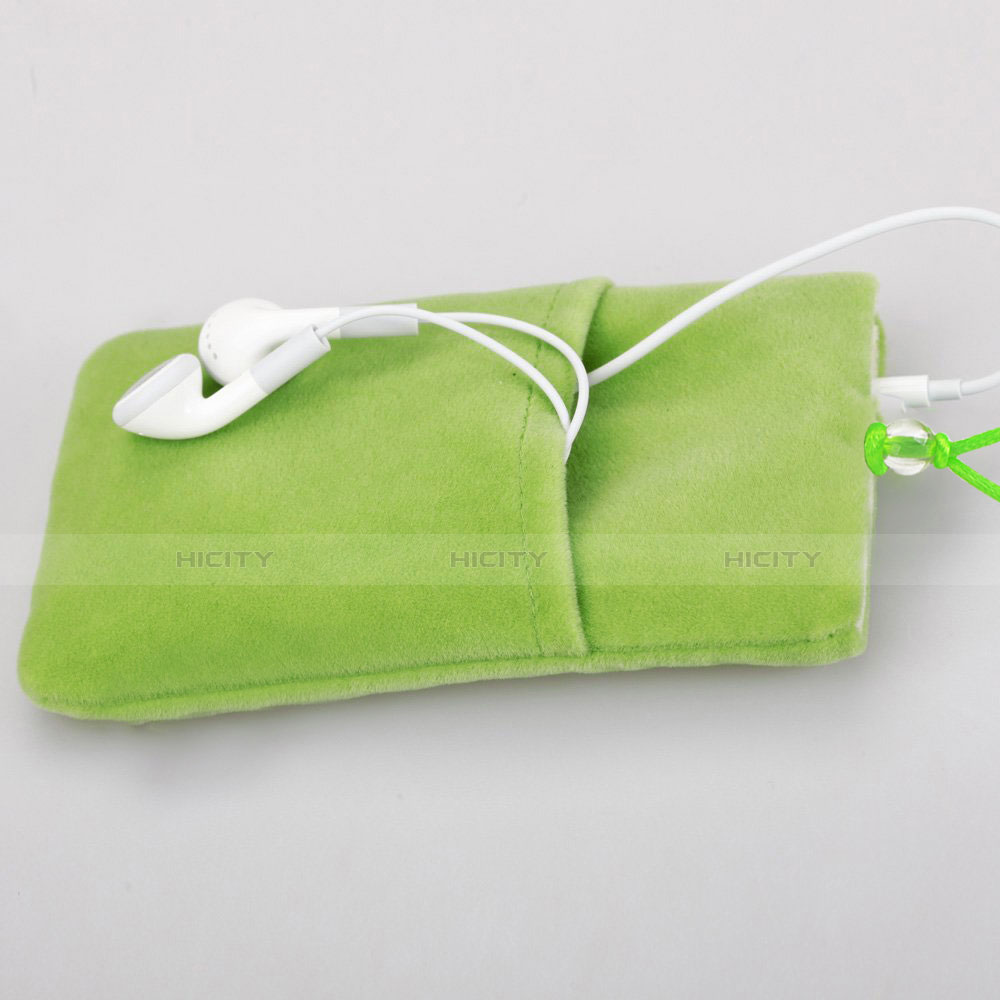 Double Pochette Housse Velour Universel Vert Plus