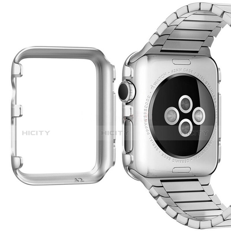 Etui Bumper Luxe Aluminum Metal C01 pour Apple iWatch 3 42mm Argent Plus