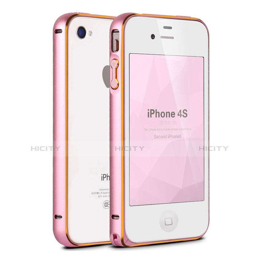 Etui Bumper Luxe Aluminum Metal pour Apple iPhone 4 Rose Plus