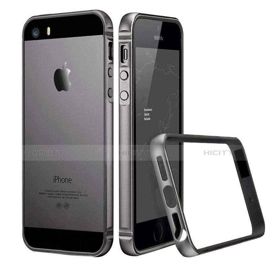 Etui Bumper Luxe Aluminum Metal pour Apple iPhone 5S Gris Plus