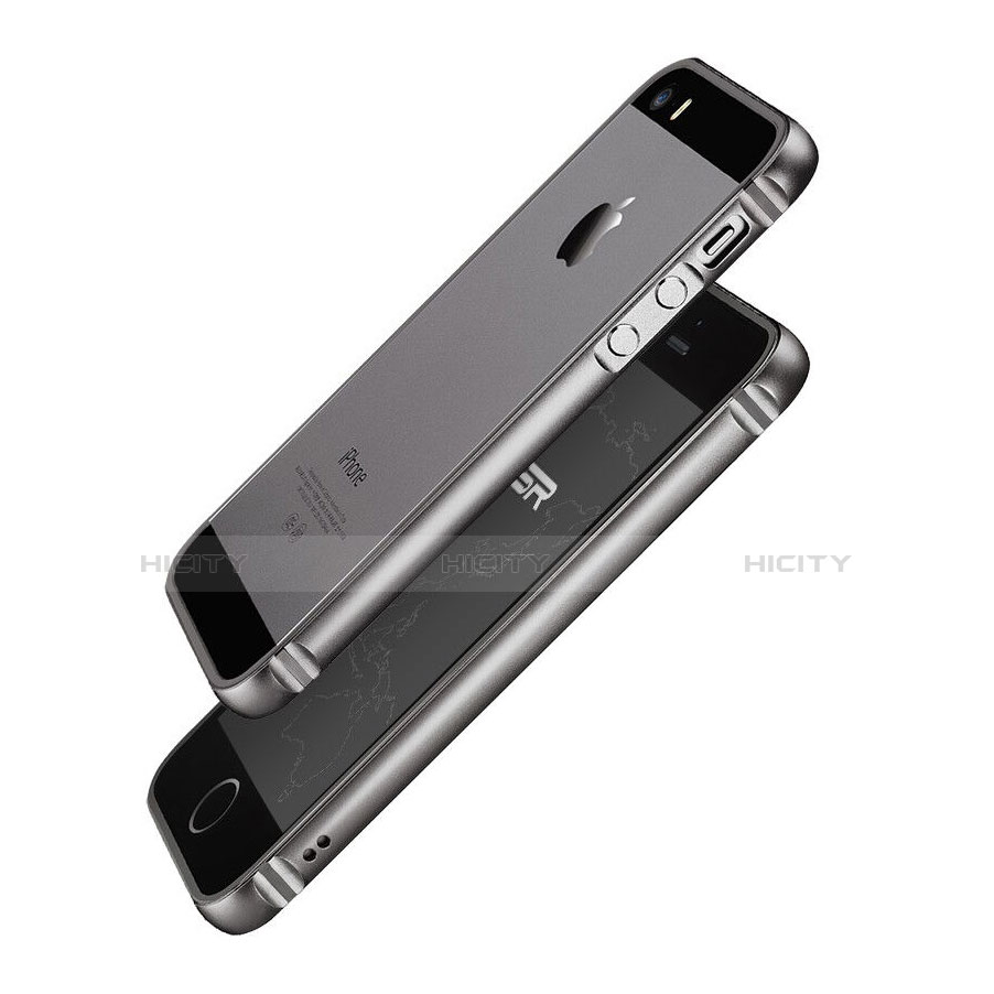 Etui Bumper Luxe Aluminum Metal pour Apple iPhone 5S Gris Plus