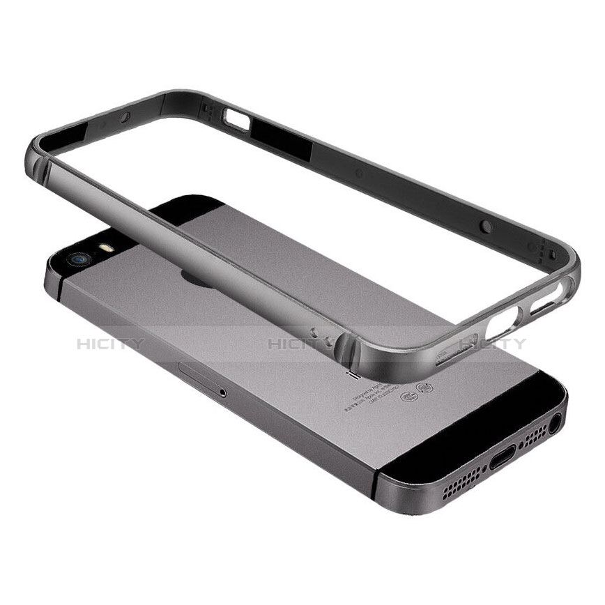 Etui Bumper Luxe Aluminum Metal pour Apple iPhone 5S Gris Plus