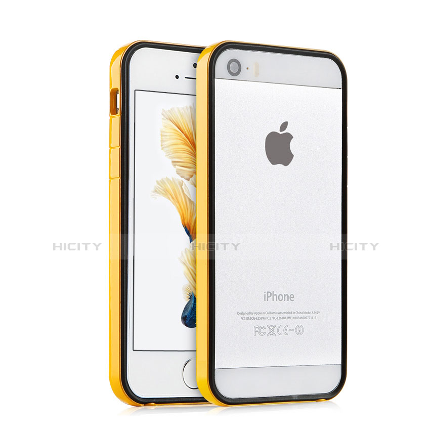 Etui Bumper Luxe Aluminum Metal pour Apple iPhone 5S Jaune Plus