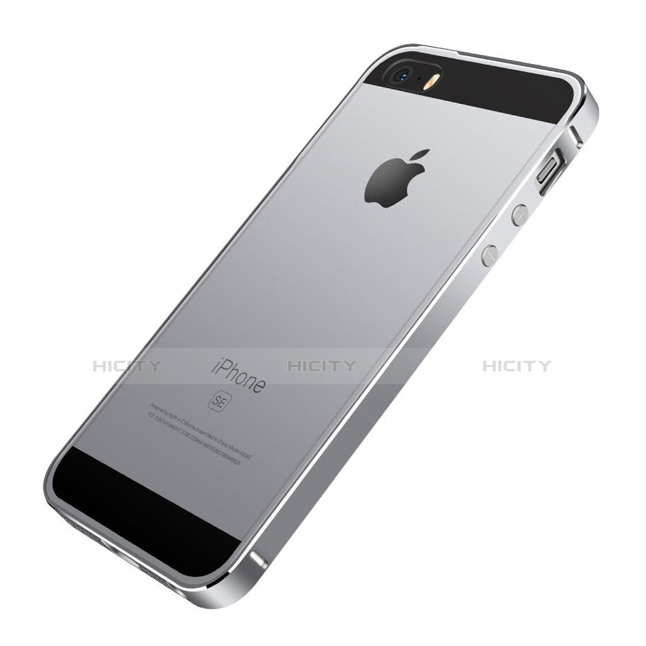 Etui Bumper Luxe Aluminum Metal pour Apple iPhone SE Gris Plus