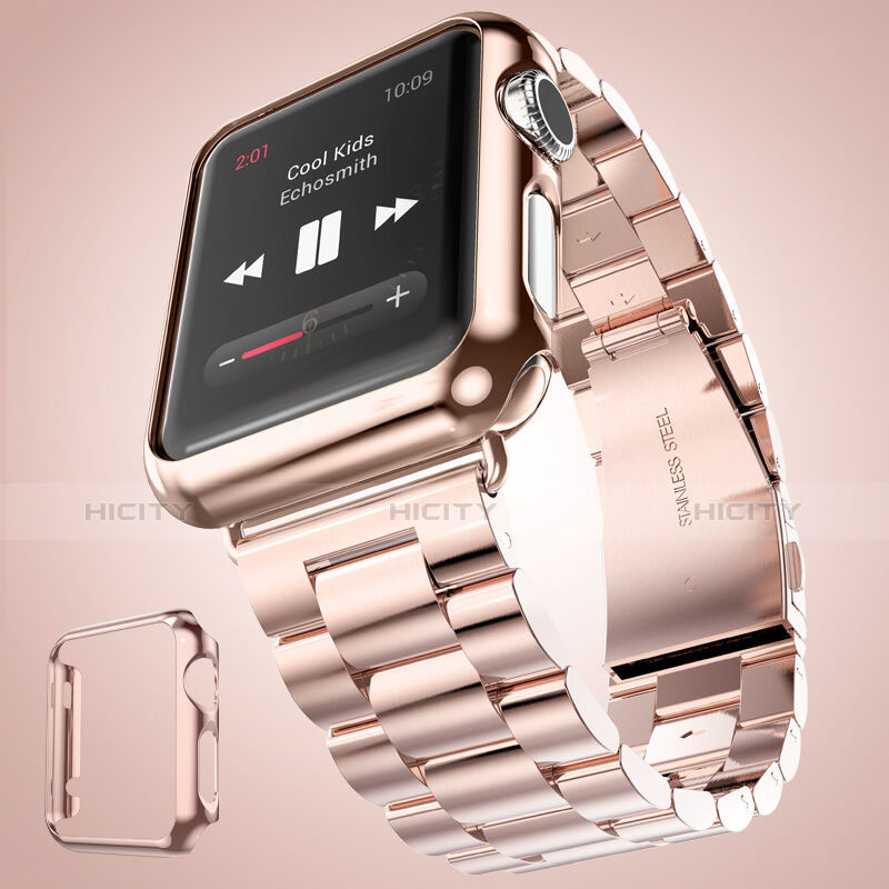 Etui Bumper Luxe Aluminum Metal pour Apple iWatch 3 42mm Rose Plus